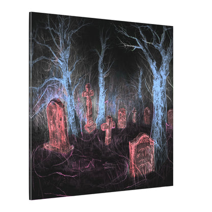 Haunted Graveyard Canvas Art — Neon Cemetery Wall Decor - Canvas - Printify