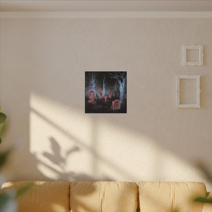 Haunted Graveyard Canvas Art — Neon Cemetery Wall Decor - Canvas - Printify