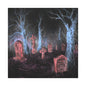 Haunted Graveyard Canvas Art — Neon Cemetery Wall Decor - Canvas - Printify