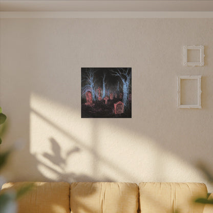 Haunted Graveyard Canvas Art — Neon Cemetery Wall Decor - Canvas - Printify