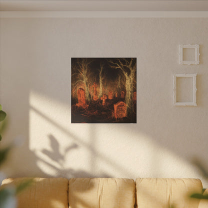 Haunted Graveyard Canvas Print — Spooky Cemetery Wall Art for Halloween - Canvas - Printify