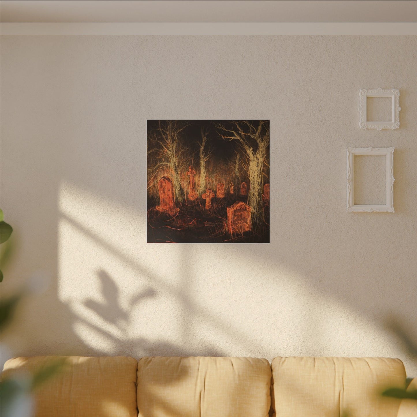 Haunted Graveyard Canvas Print — Spooky Cemetery Wall Art for Halloween - Canvas - Printify