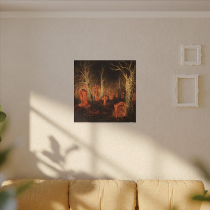 Haunted Graveyard Canvas Print — Spooky Cemetery Wall Art for Halloween - Canvas - Printify