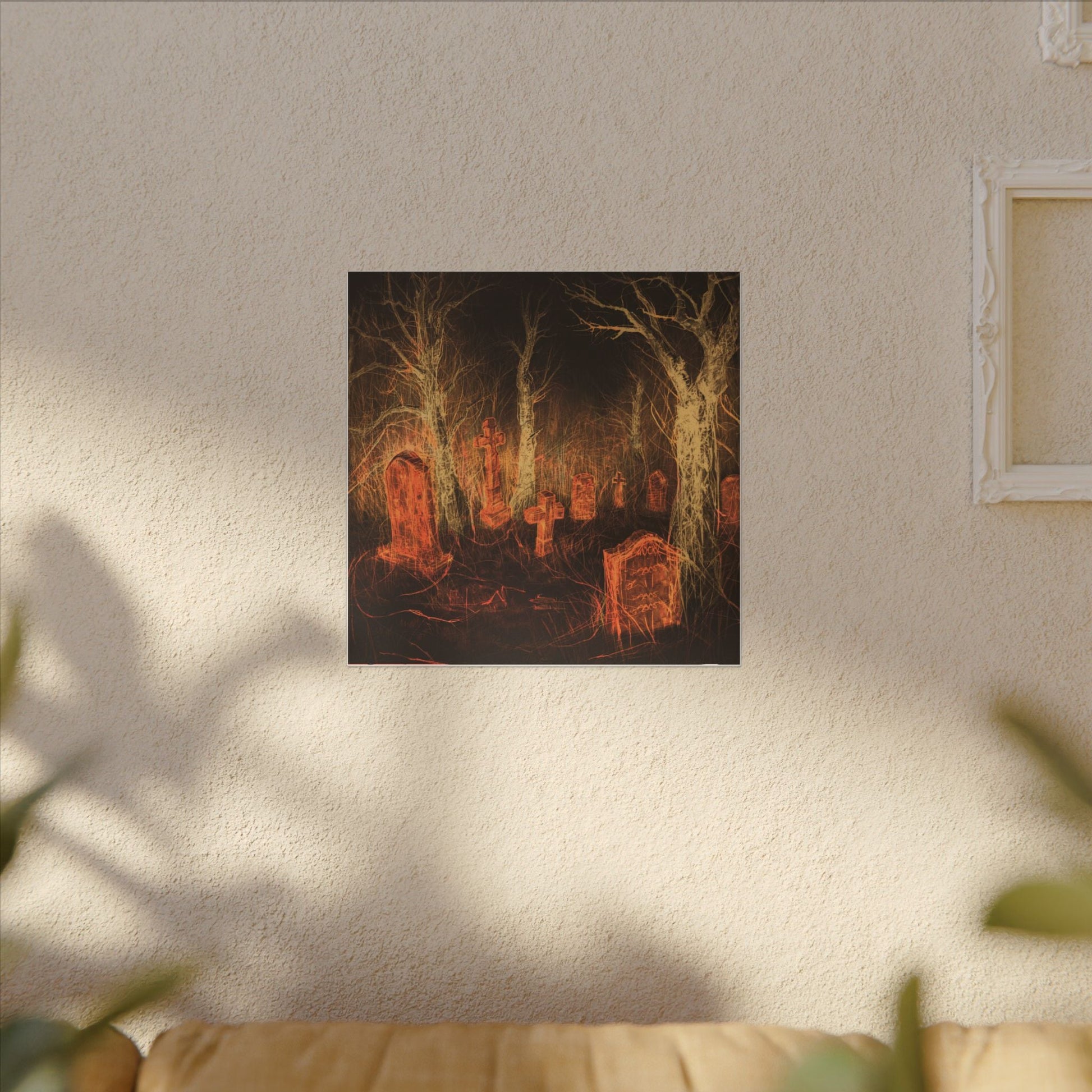 Haunted Graveyard Canvas Print — Spooky Cemetery Wall Art for Halloween - Canvas - Printify