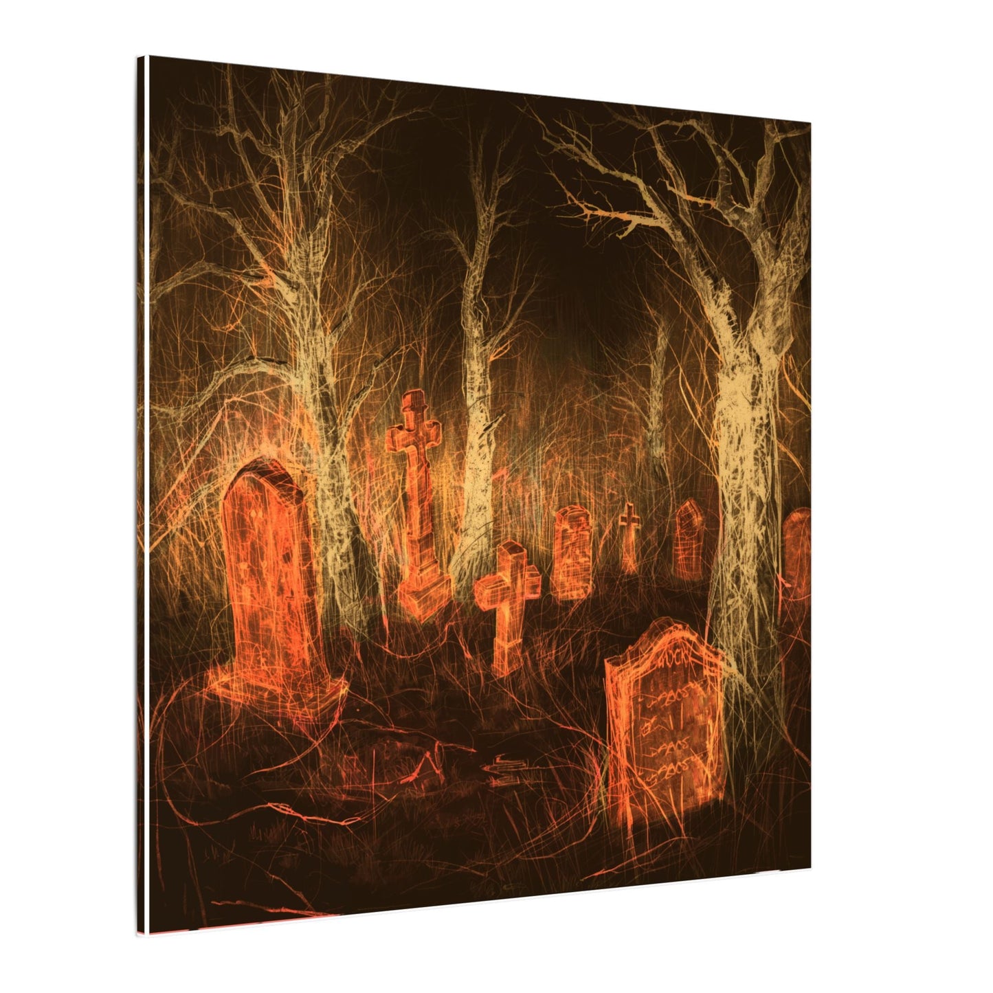 Haunted Graveyard Canvas Print — Spooky Cemetery Wall Art for Halloween - Canvas - Printify