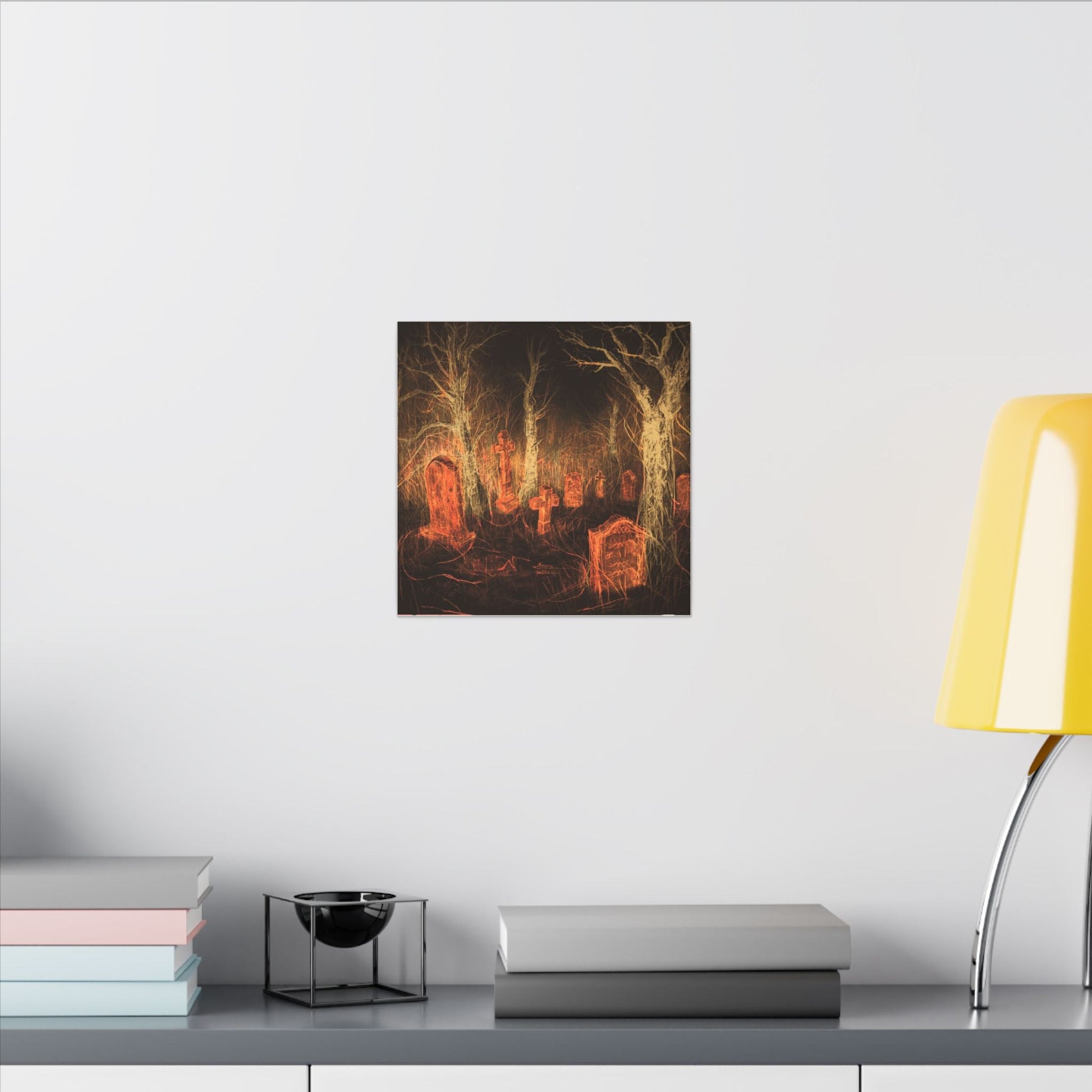 Haunted Graveyard Canvas Print — Spooky Cemetery Wall Art for Halloween - Canvas - Printify