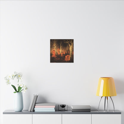 Haunted Graveyard Canvas Print — Spooky Cemetery Wall Art for Halloween - Canvas - Printify