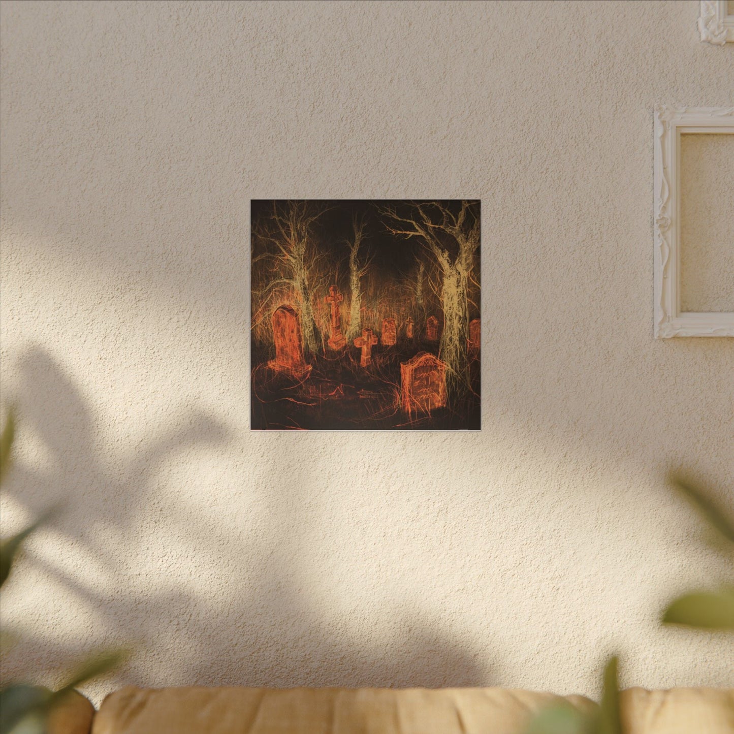 Haunted Graveyard Canvas Print — Spooky Cemetery Wall Art for Halloween - Canvas - Printify