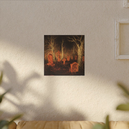 Haunted Graveyard Canvas Print — Spooky Cemetery Wall Art for Halloween - Canvas - Printify