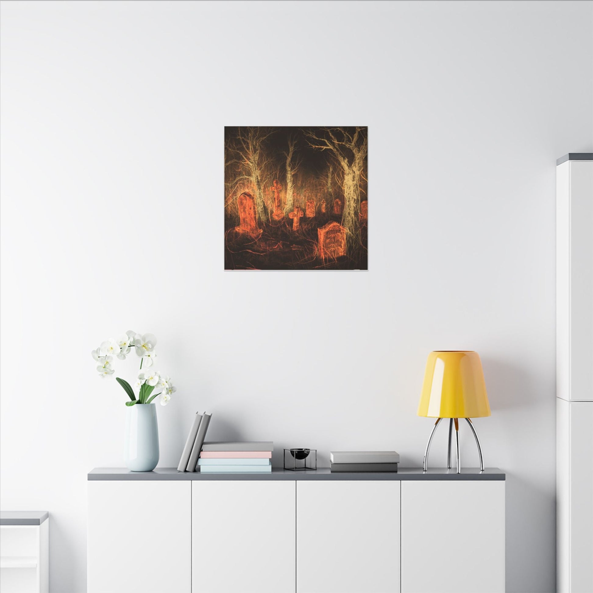 Haunted Graveyard Canvas Print — Spooky Cemetery Wall Art for Halloween - Canvas - Printify