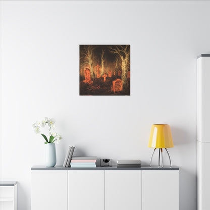 Haunted Graveyard Canvas Print — Spooky Cemetery Wall Art for Halloween - Canvas - Printify