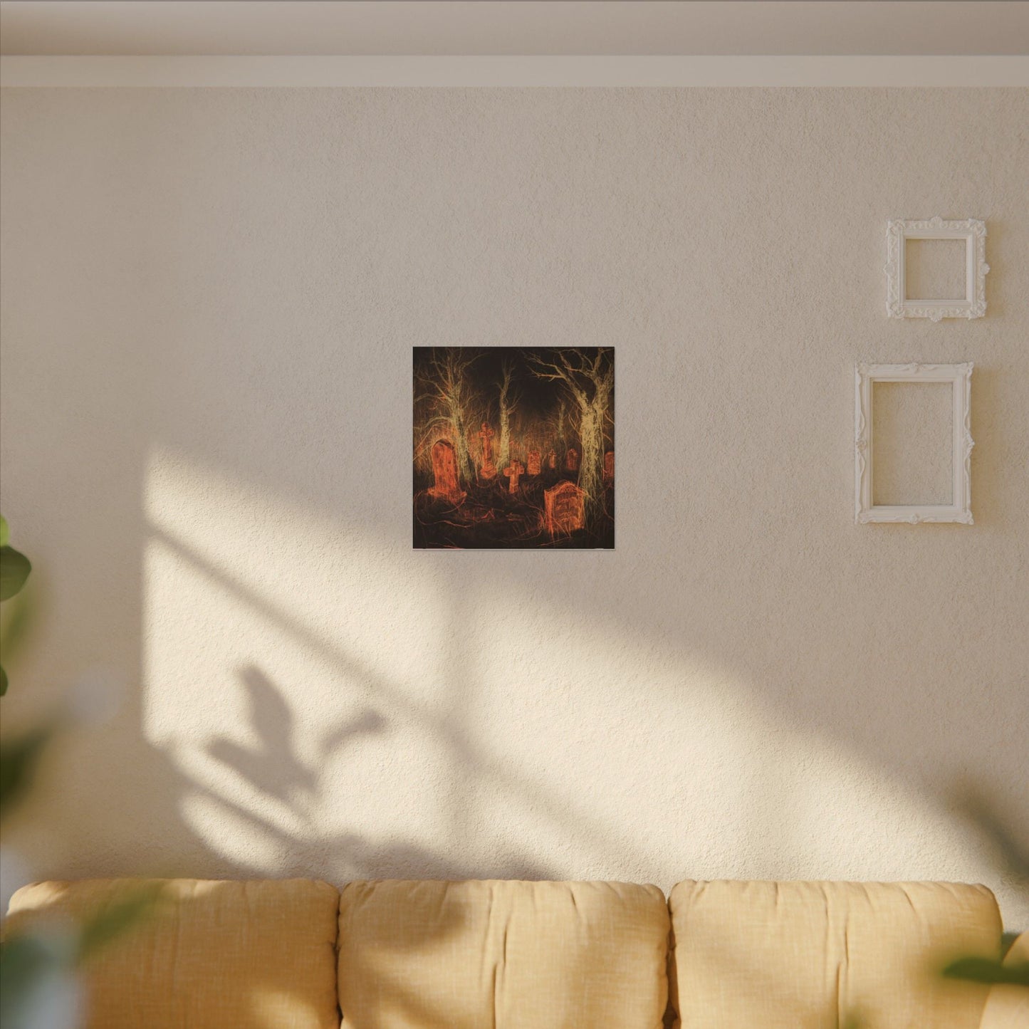 Haunted Graveyard Canvas Print — Spooky Cemetery Wall Art for Halloween - Canvas - Printify