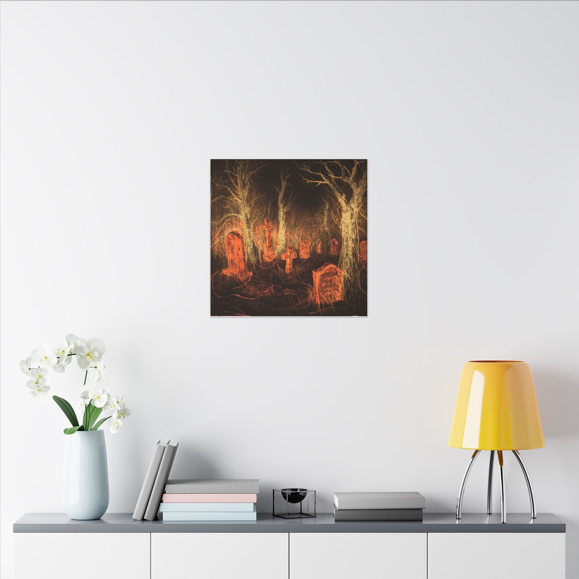 Haunted Graveyard Canvas Print — Spooky Cemetery Wall Art for Halloween - Canvas - Printify