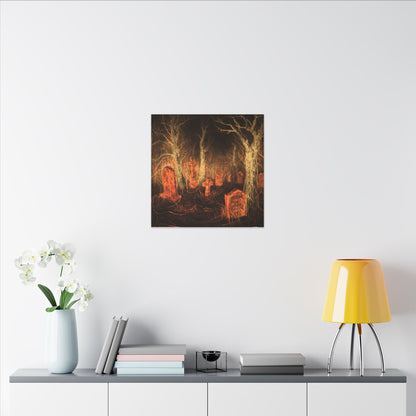 Haunted Graveyard Canvas Print — Spooky Cemetery Wall Art for Halloween - Canvas - Printify