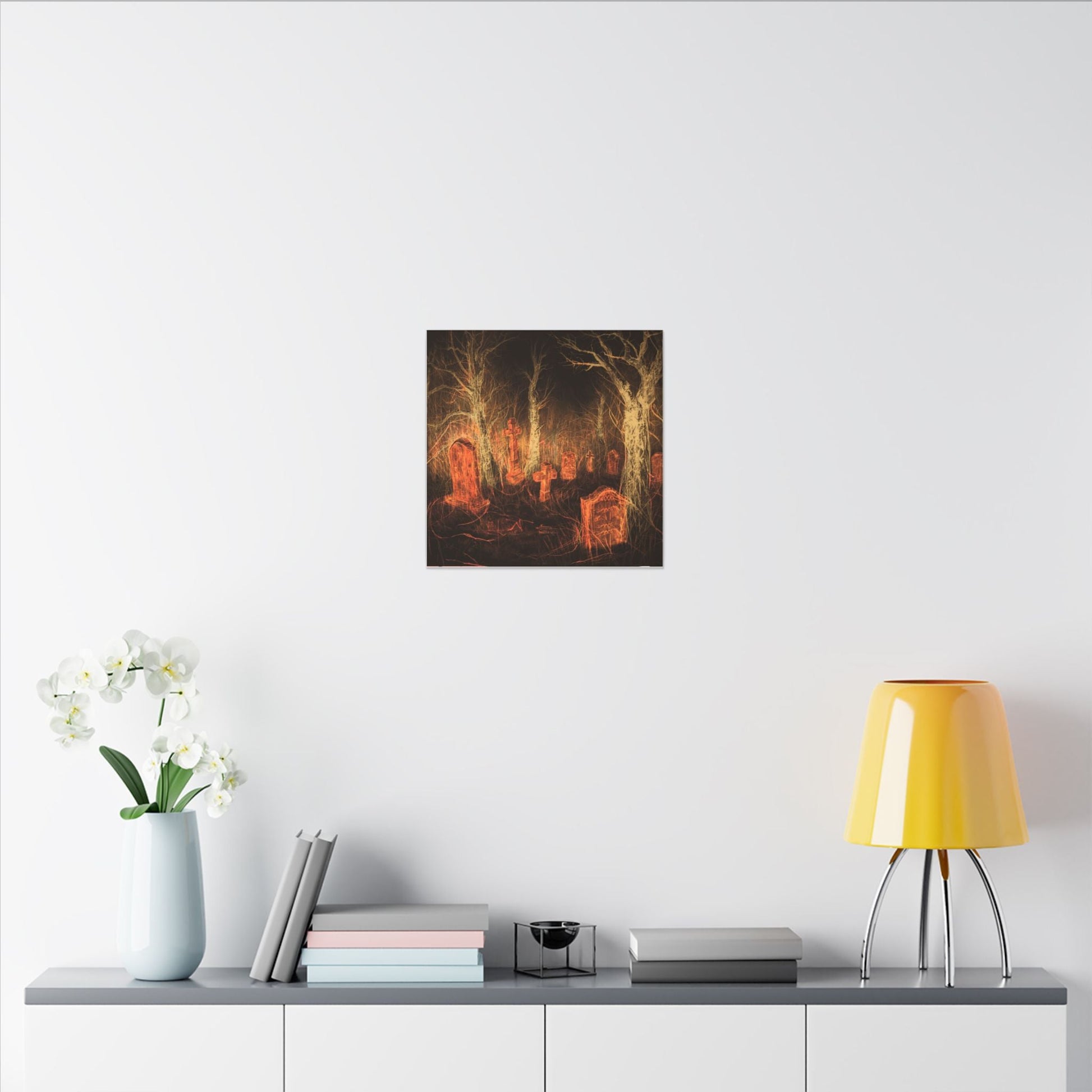 Haunted Graveyard Canvas Print — Spooky Cemetery Wall Art for Halloween - Canvas - Printify