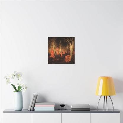 Haunted Graveyard Canvas Print — Spooky Cemetery Wall Art for Halloween - Canvas - Printify