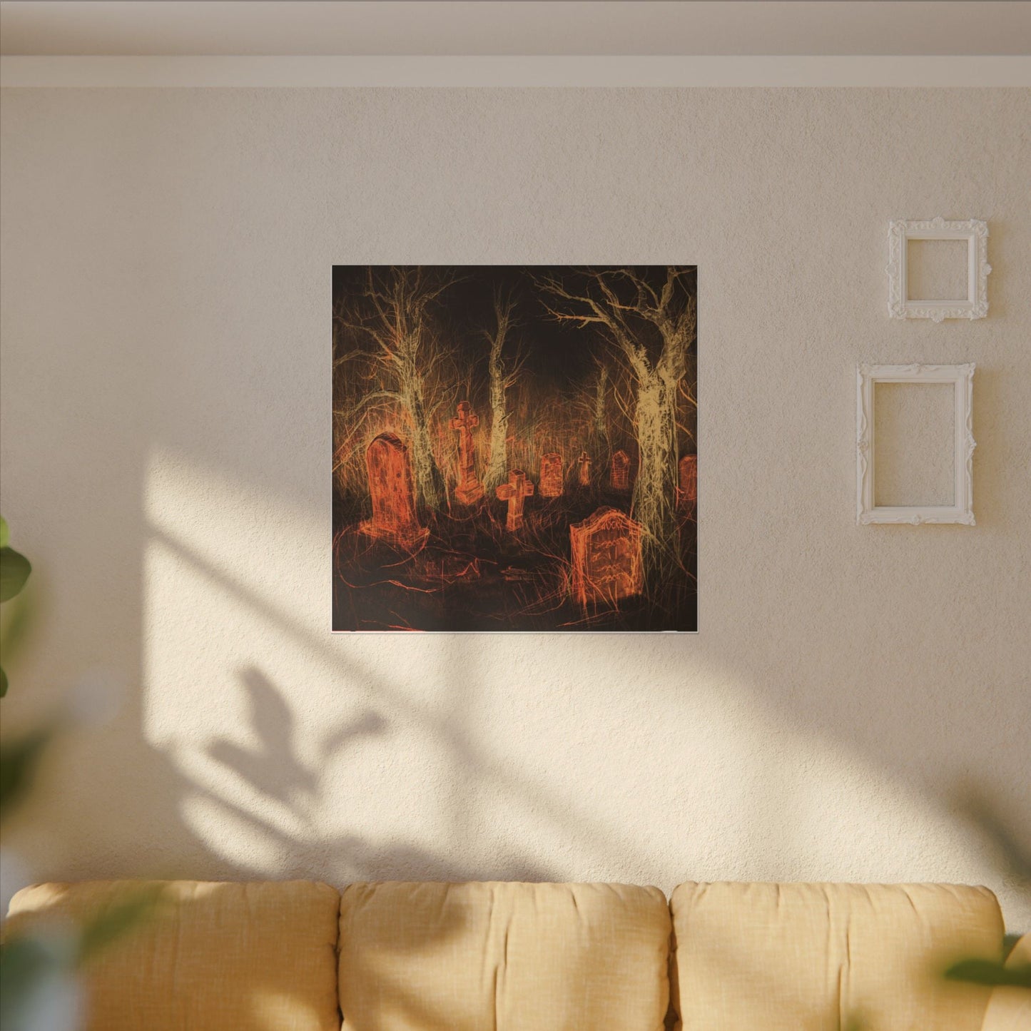 Haunted Graveyard Canvas Print — Spooky Cemetery Wall Art for Halloween - Canvas - Printify