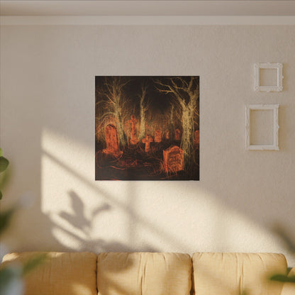 Haunted Graveyard Canvas Print — Spooky Cemetery Wall Art for Halloween - Canvas - Printify