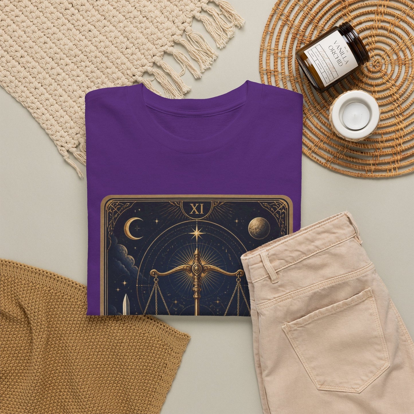Justice Tarot T‑Shirt — Tarot Card Graphic Tee - T-Shirt - Printify