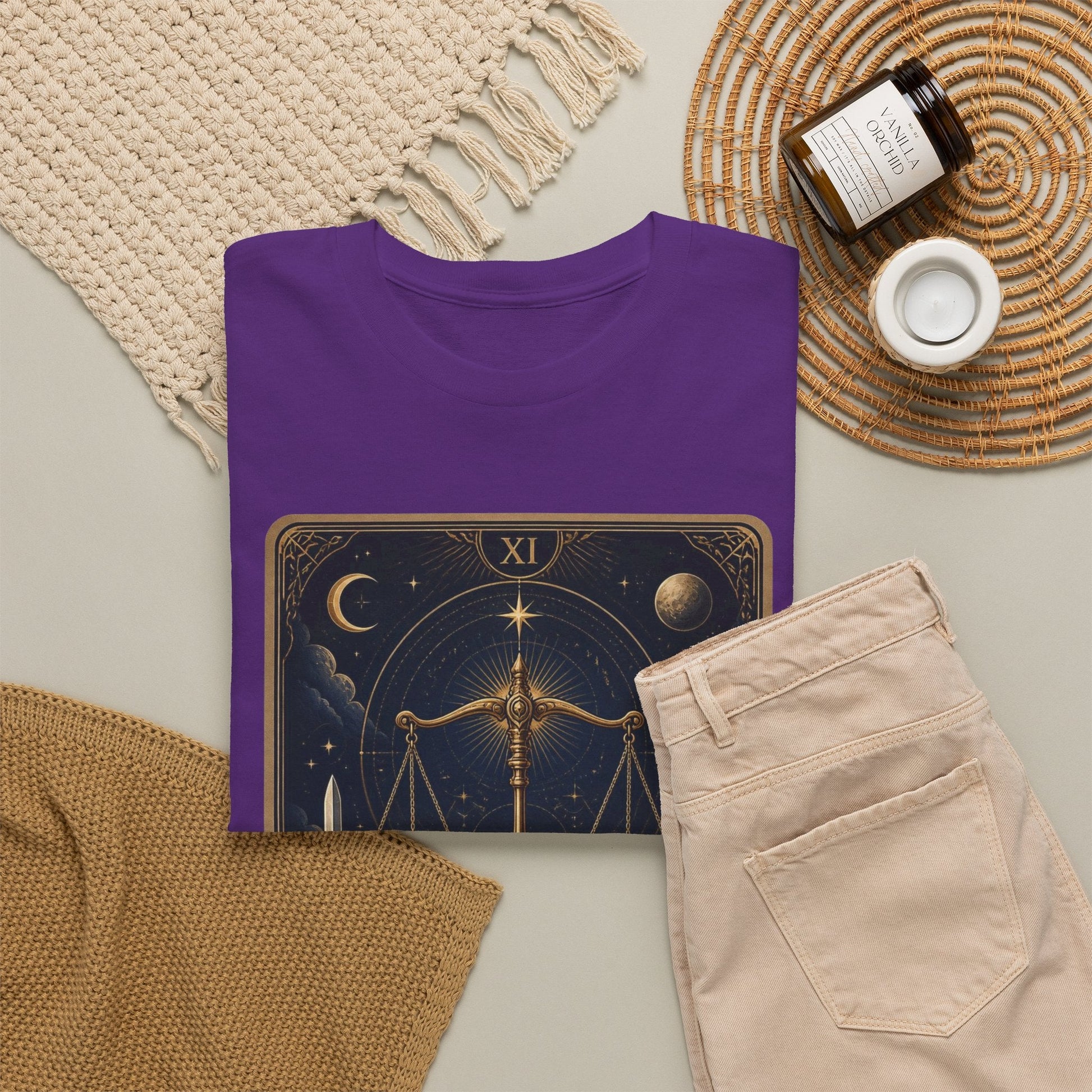 Justice Tarot T‑Shirt — Tarot Card Graphic Tee - T-Shirt - Printify