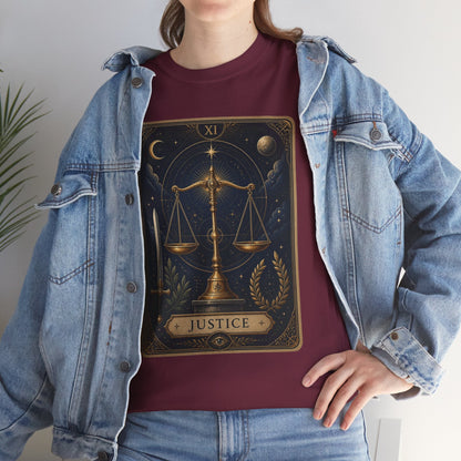 Justice Tarot T‑Shirt — Tarot Card Graphic Tee - T-Shirt - Printify