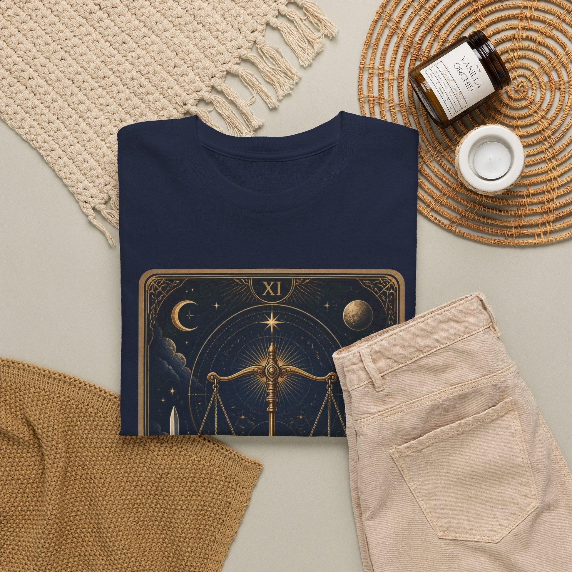 Justice Tarot T‑Shirt — Tarot Card Graphic Tee - T-Shirt - Printify