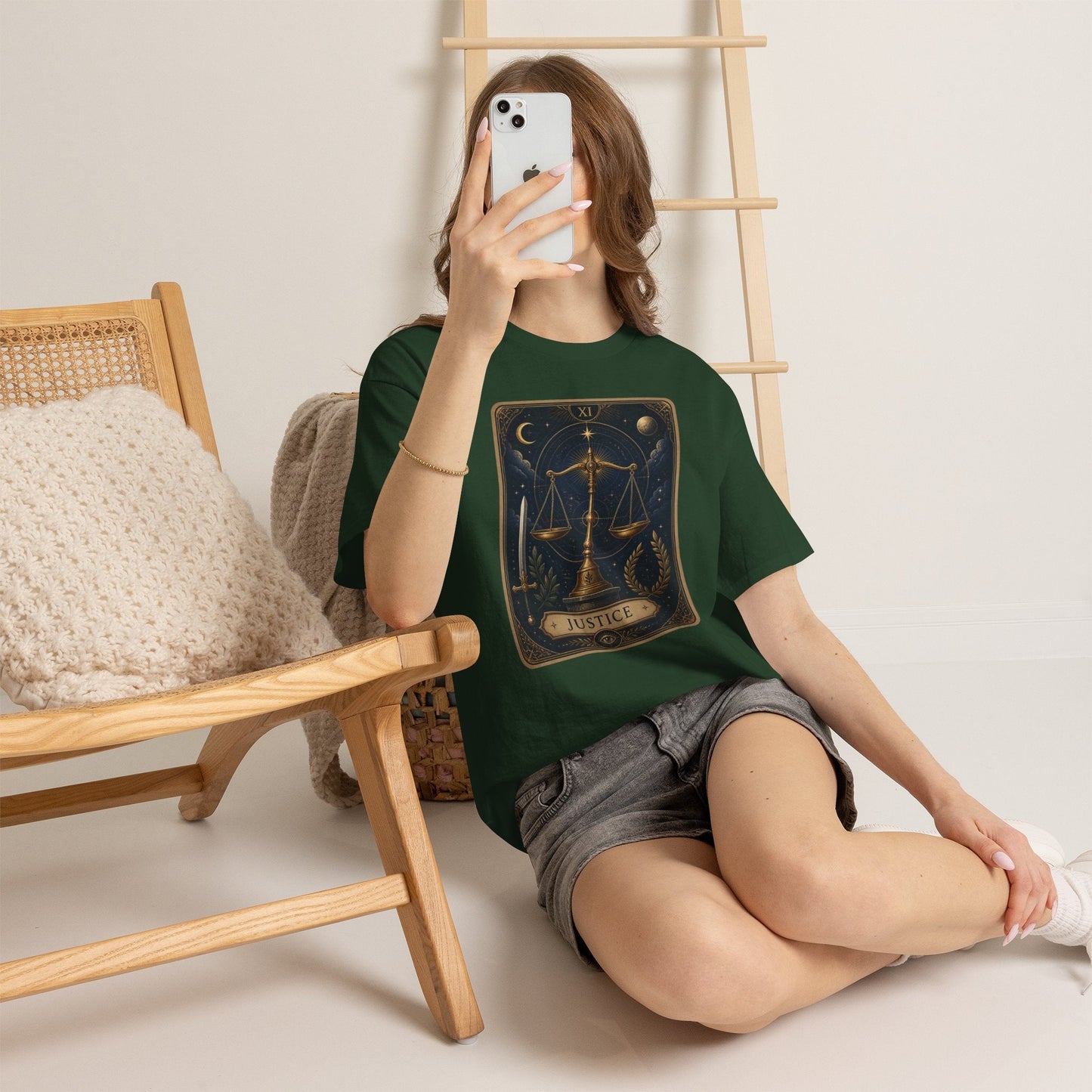 Justice Tarot T‑Shirt — Tarot Card Graphic Tee - T-Shirt - Printify