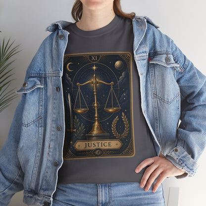Justice Tarot T‑Shirt — Tarot Card Graphic Tee - T-Shirt - Printify
