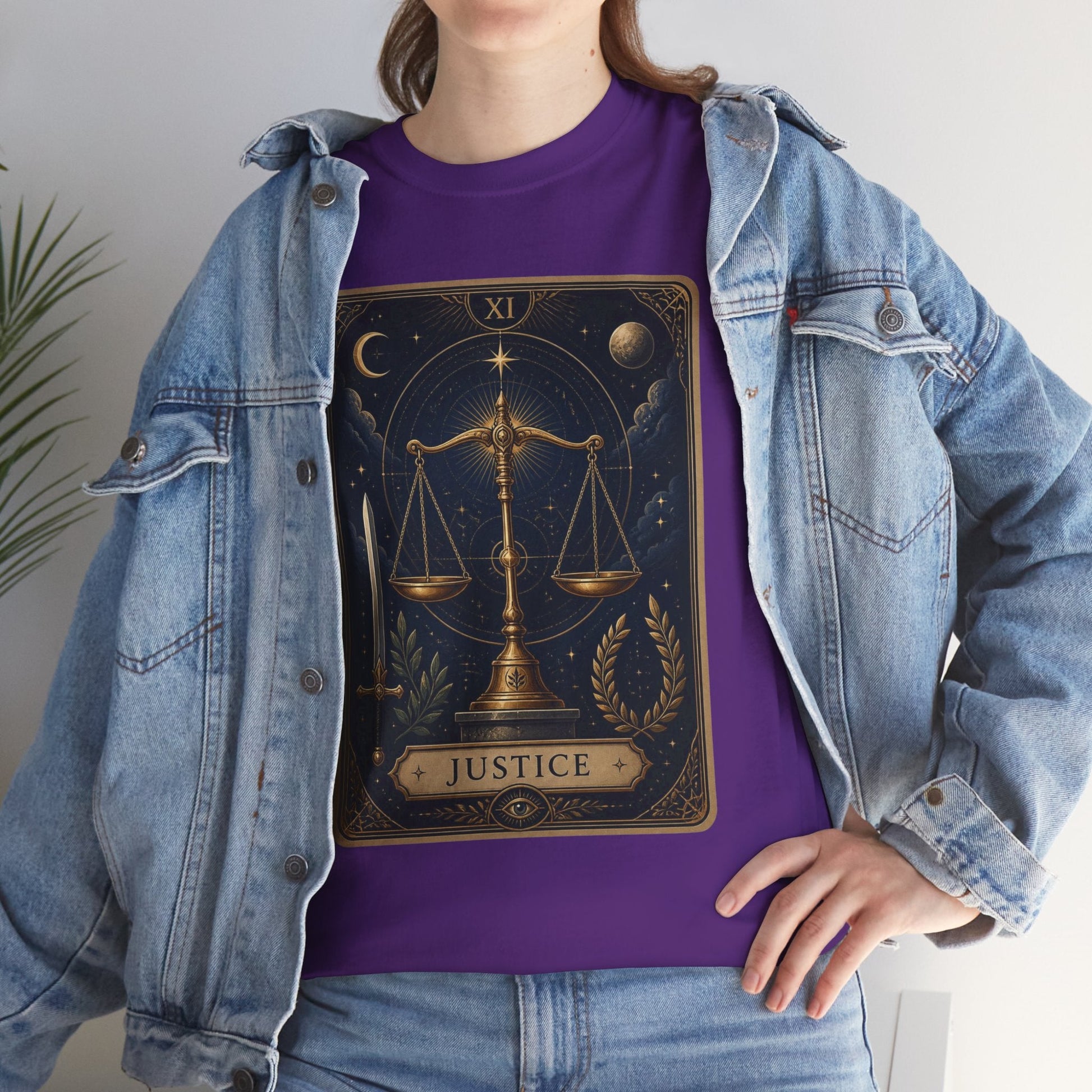 Justice Tarot T‑Shirt — Tarot Card Graphic Tee - T-Shirt - Printify