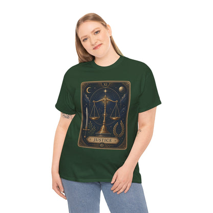 Justice Tarot T‑Shirt — Tarot Card Graphic Tee - T-Shirt - Printify
