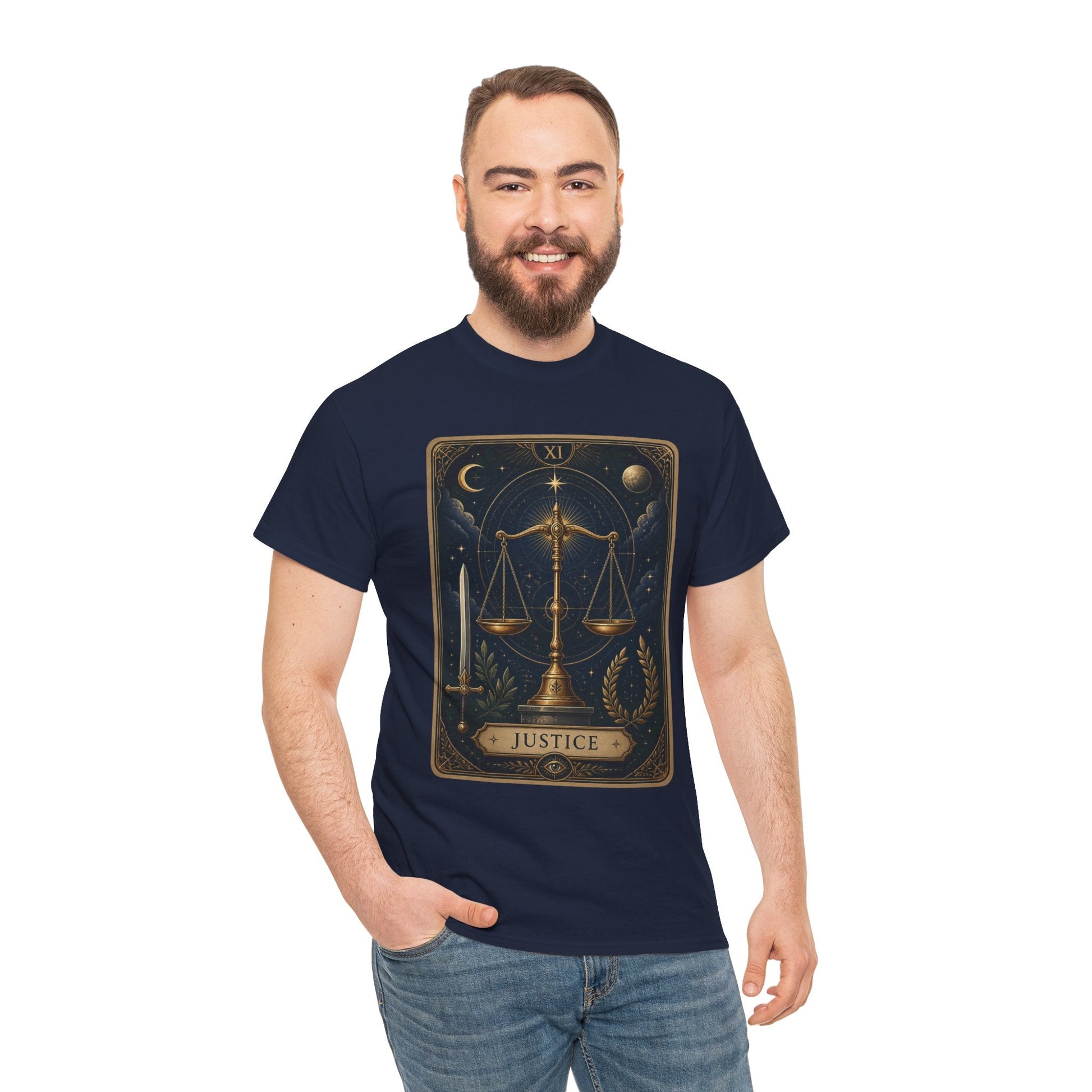Justice Tarot T‑Shirt — Tarot Card Graphic Tee - T-Shirt - Printify