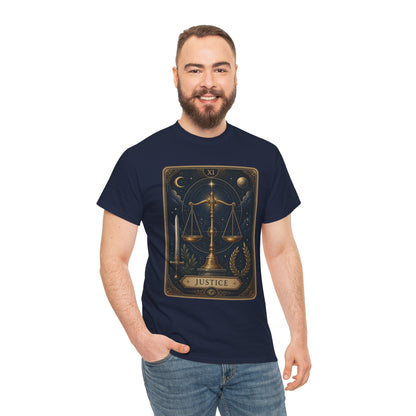 Justice Tarot T‑Shirt — Tarot Card Graphic Tee - T-Shirt - Printify