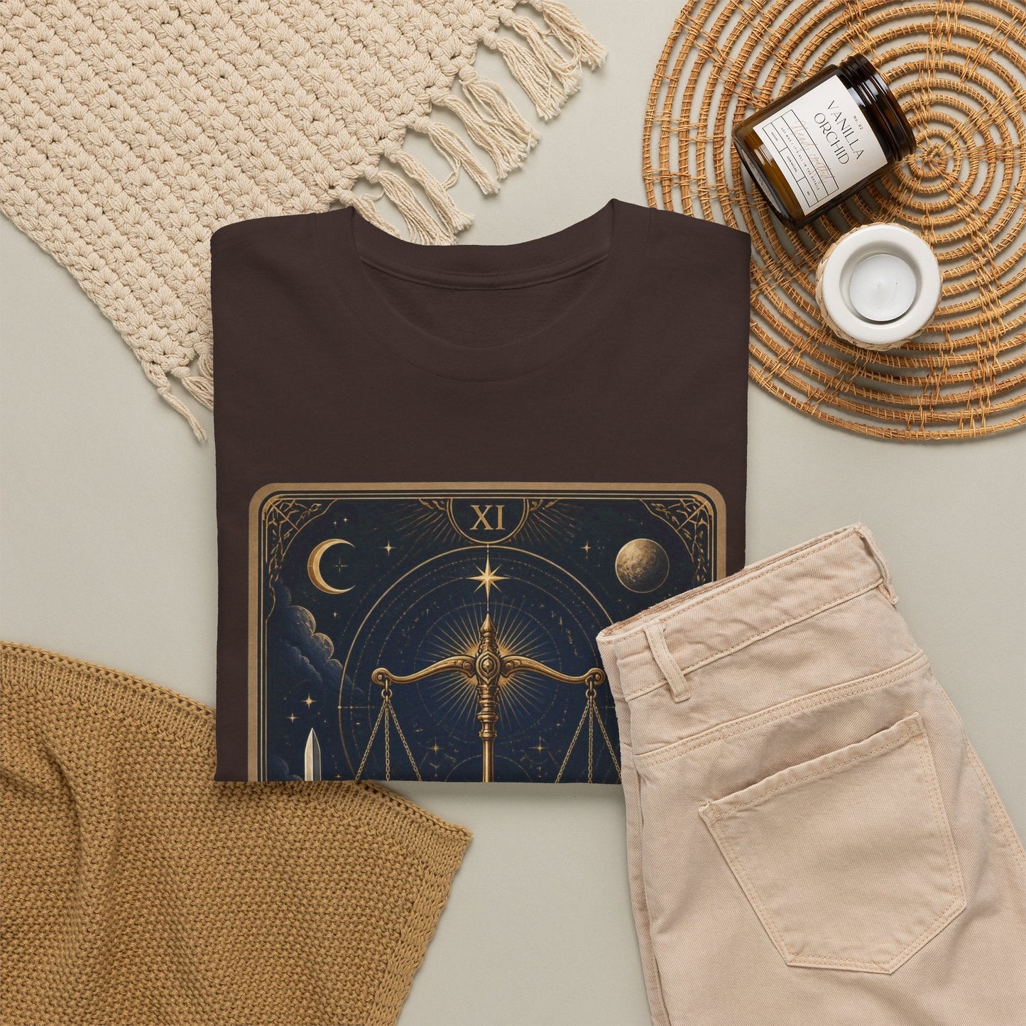 Justice Tarot T‑Shirt — Tarot Card Graphic Tee - T-Shirt - Printify
