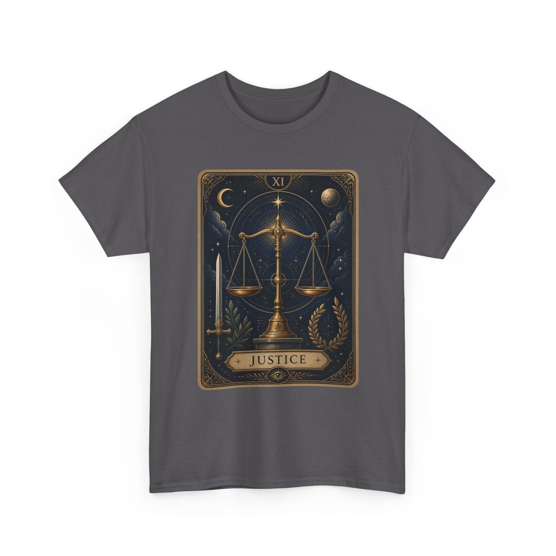 Justice Tarot T‑Shirt — Tarot Card Graphic Tee - T-Shirt - Printify