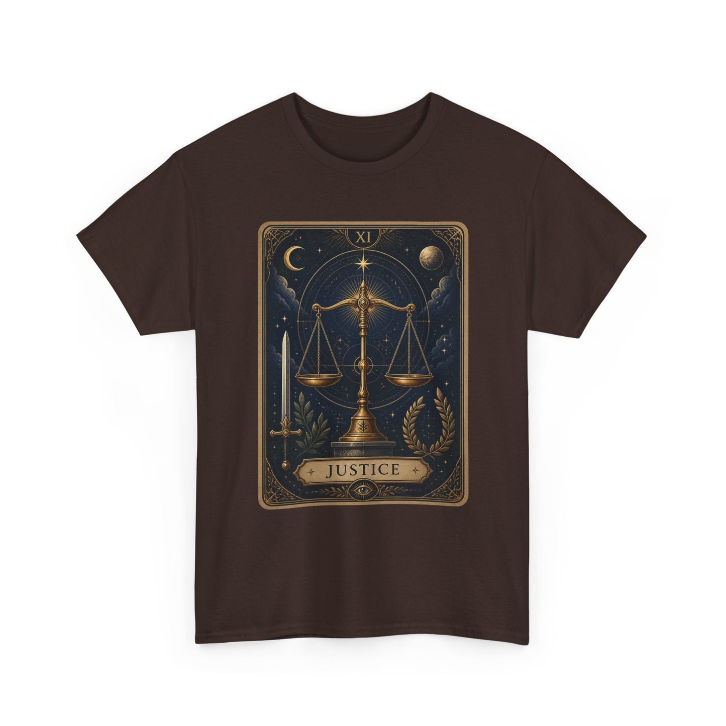Justice Tarot T‑Shirt — Tarot Card Graphic Tee - T-Shirt - Printify