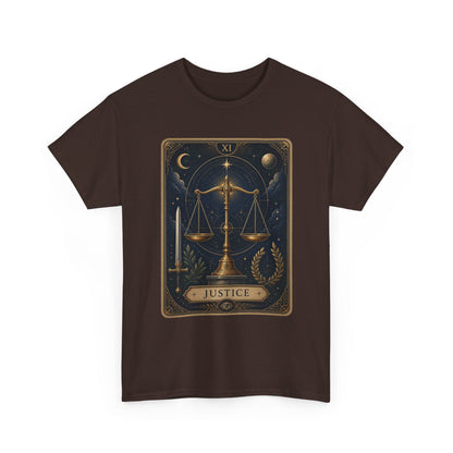 Justice Tarot T‑Shirt — Tarot Card Graphic Tee - T-Shirt - Printify
