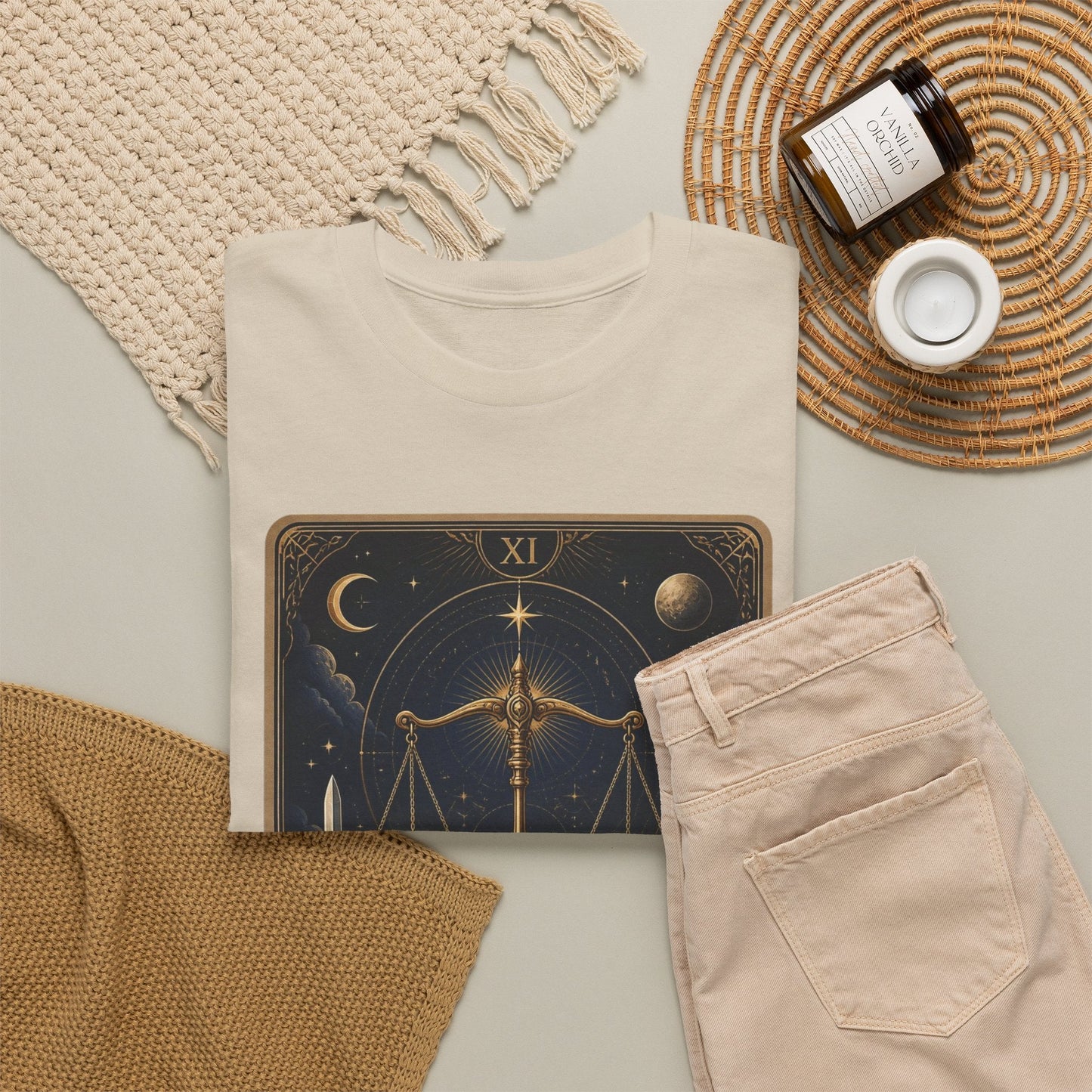 Justice Tarot T‑Shirt — Tarot Card Graphic Tee - T-Shirt - Printify
