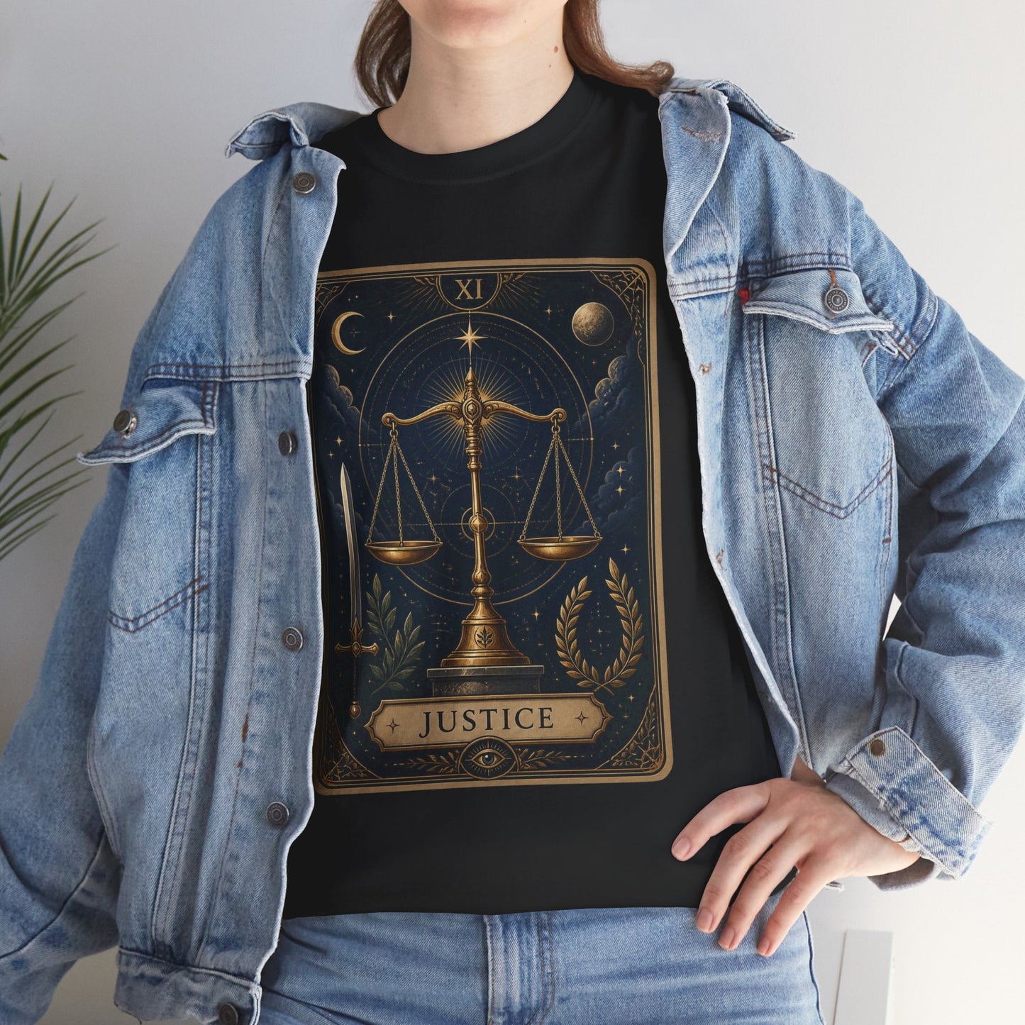 Justice Tarot T‑Shirt — Tarot Card Graphic Tee - T-Shirt - Printify