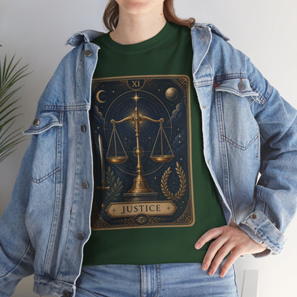 Justice Tarot T‑Shirt — Tarot Card Graphic Tee - T-Shirt - Printify