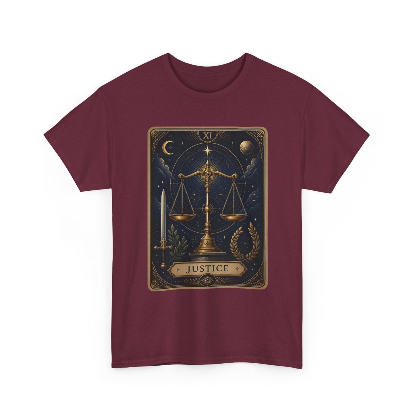 Justice Tarot T‑Shirt — Tarot Card Graphic Tee - T-Shirt - Printify