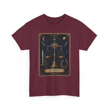 Justice Tarot T‑Shirt — Tarot Card Graphic Tee - T-Shirt - Printify
