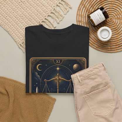 Justice Tarot T‑Shirt — Tarot Card Graphic Tee - T-Shirt - Printify