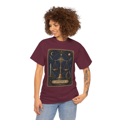 Justice Tarot T‑Shirt — Tarot Card Graphic Tee - T-Shirt - Printify