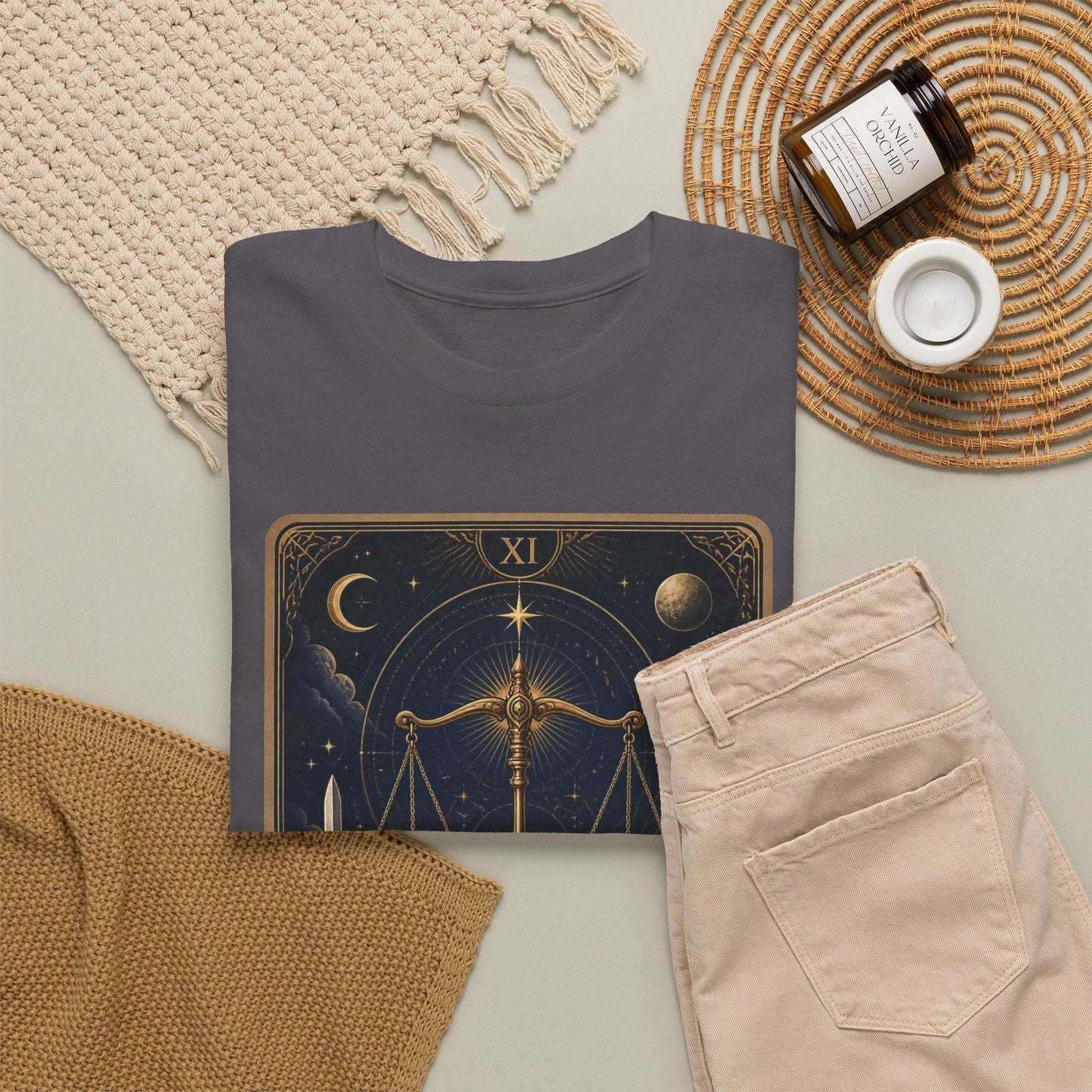 Justice Tarot T‑Shirt — Tarot Card Graphic Tee - T-Shirt - Printify
