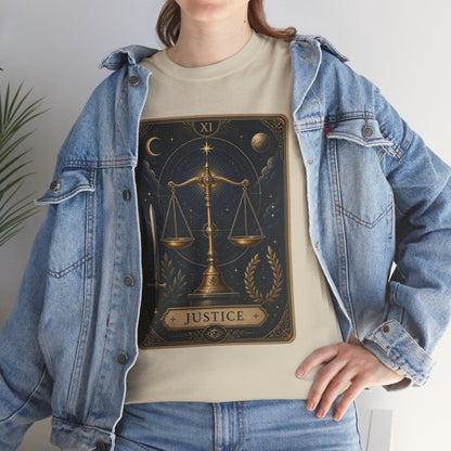 Justice Tarot T‑Shirt — Tarot Card Graphic Tee - T-Shirt - Printify