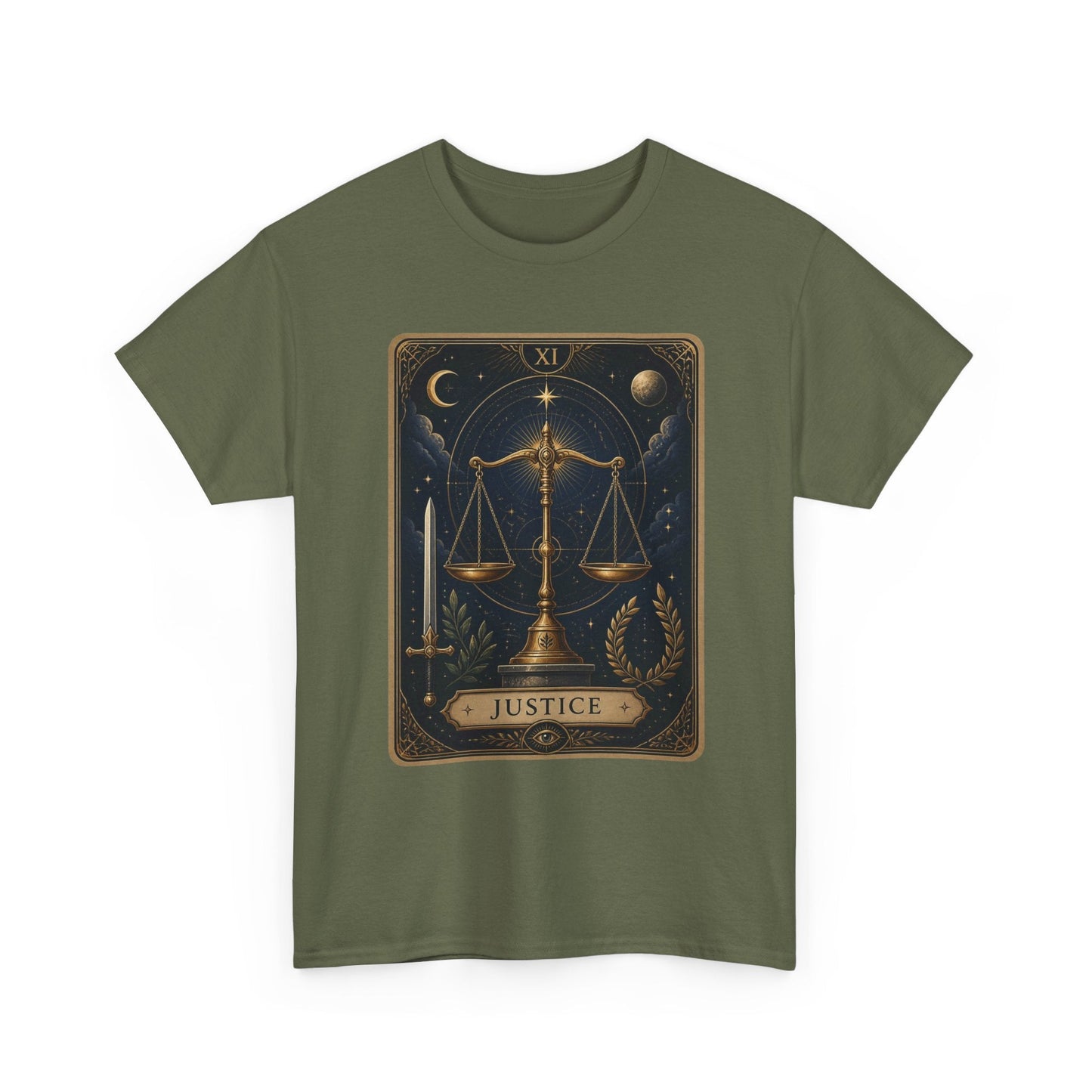 Justice Tarot T‑Shirt — Tarot Card Graphic Tee - T-Shirt - Printify