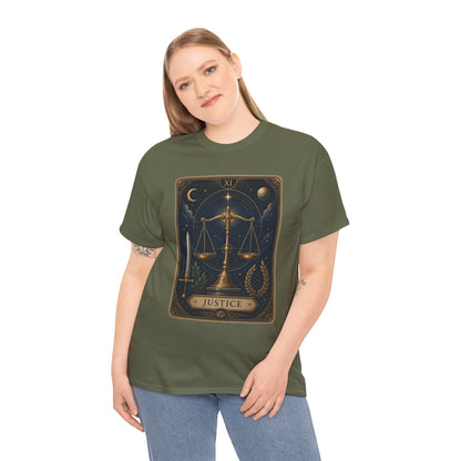 Justice Tarot T‑Shirt — Tarot Card Graphic Tee - T-Shirt - Printify