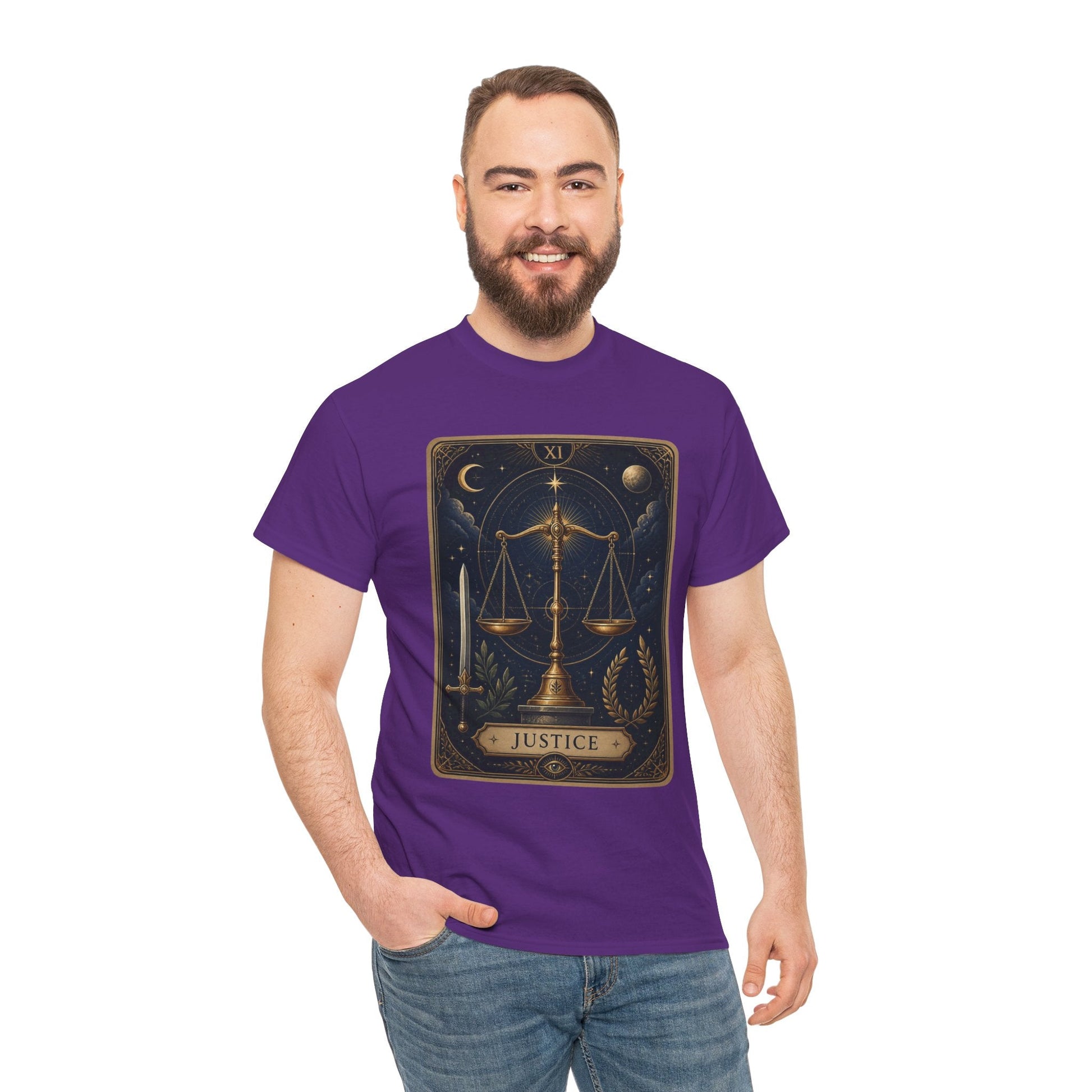 Justice Tarot T‑Shirt — Tarot Card Graphic Tee - T-Shirt - Printify