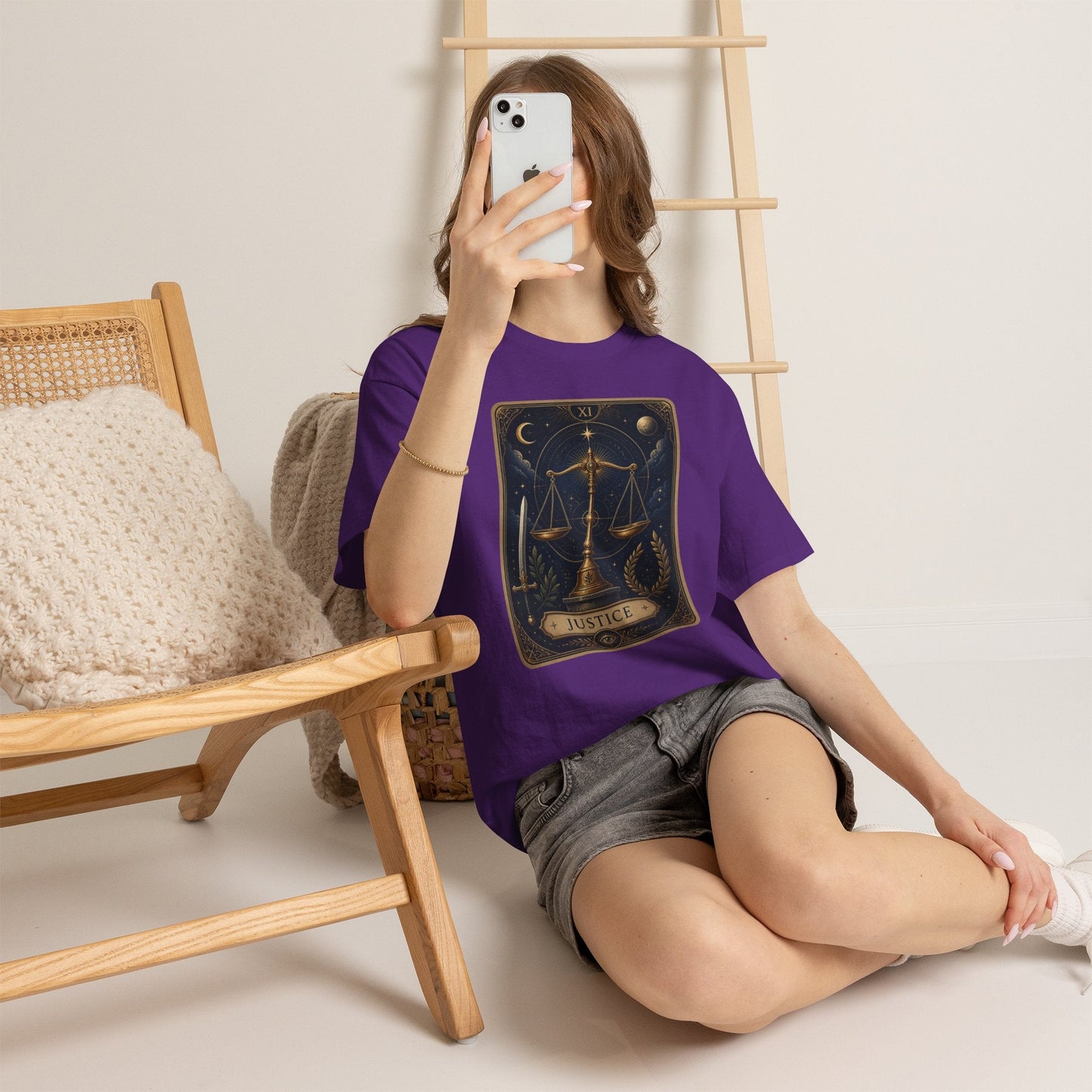 Justice Tarot T‑Shirt — Tarot Card Graphic Tee - T-Shirt - Printify