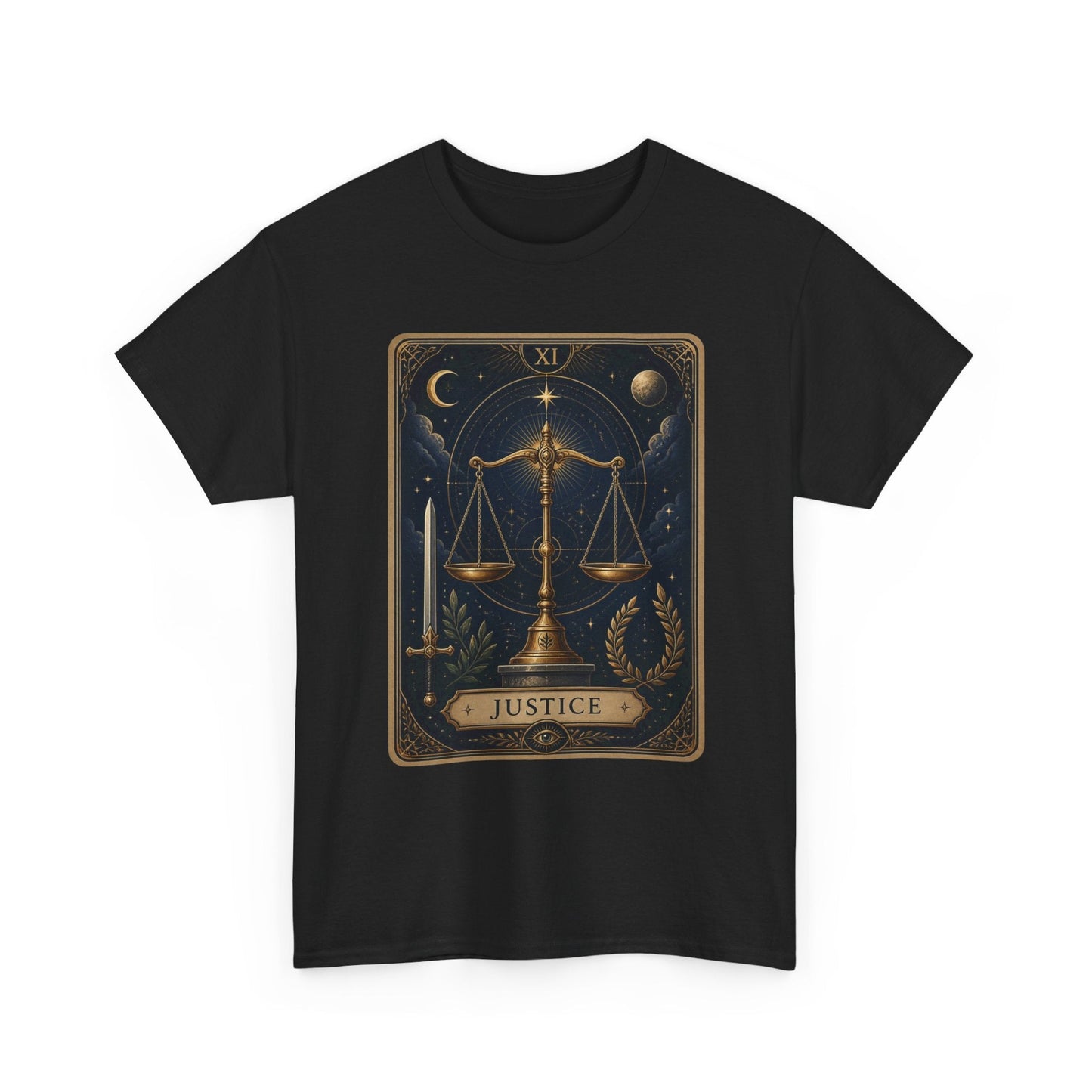 Justice Tarot T‑Shirt — Tarot Card Graphic Tee - T-Shirt - Printify